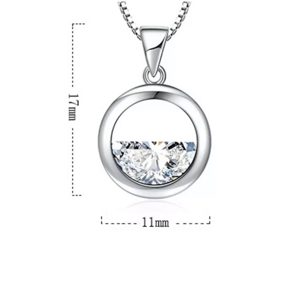 Women Cute Jewelry Cubic Zirconia Silver Necklace Pendants Wedding Gifts - Picture 5 of 5